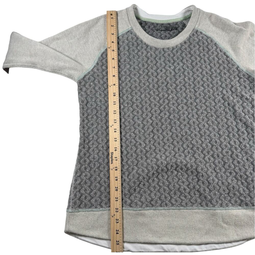 prAna Aya Sweater Gray Gravel Cable Knit Button Sleeve Women’s Large - Picture 4 of 6